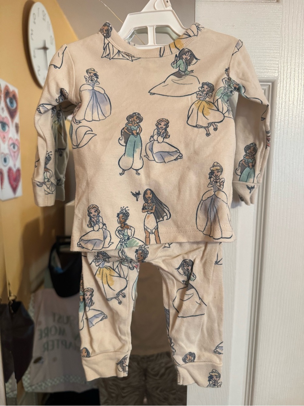 GAP x Disney Baby Pink Organic Cotton Pajama Set with Princess Accents